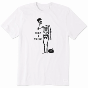 Garment Dyed Technique EcoConscious Processing Men's Keep it Weird Skeleton Short Sleeve Crusher Tee