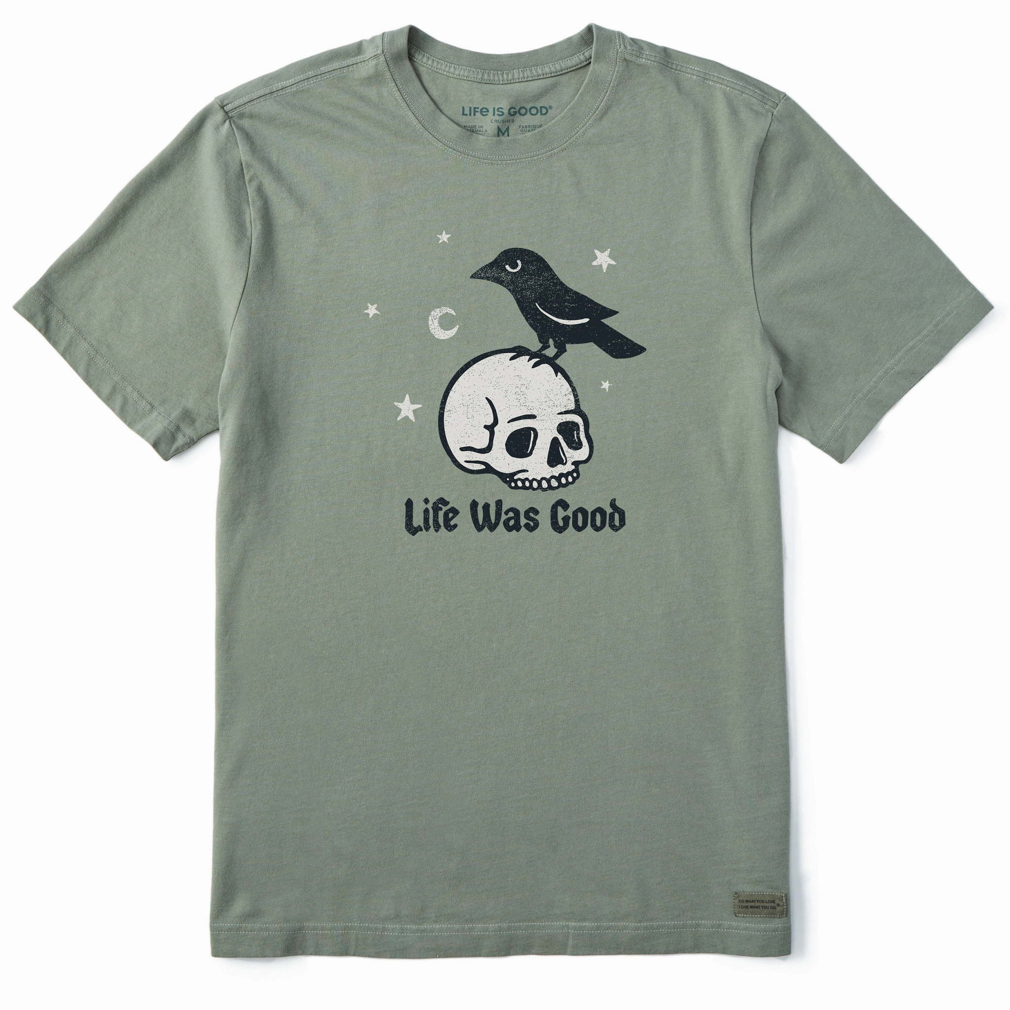 UV Protective Fabric Men's Life Was Good Skull Crow Short Sleeve Crusher Tee