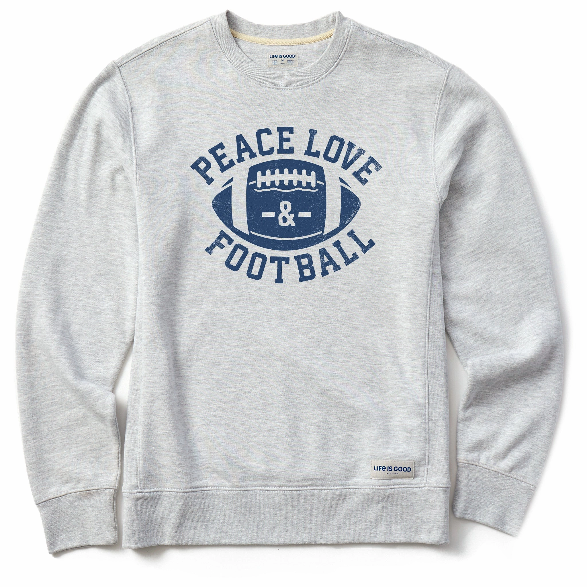 Men's Peace Love Football Simply True Fleece Crew Flexible Design