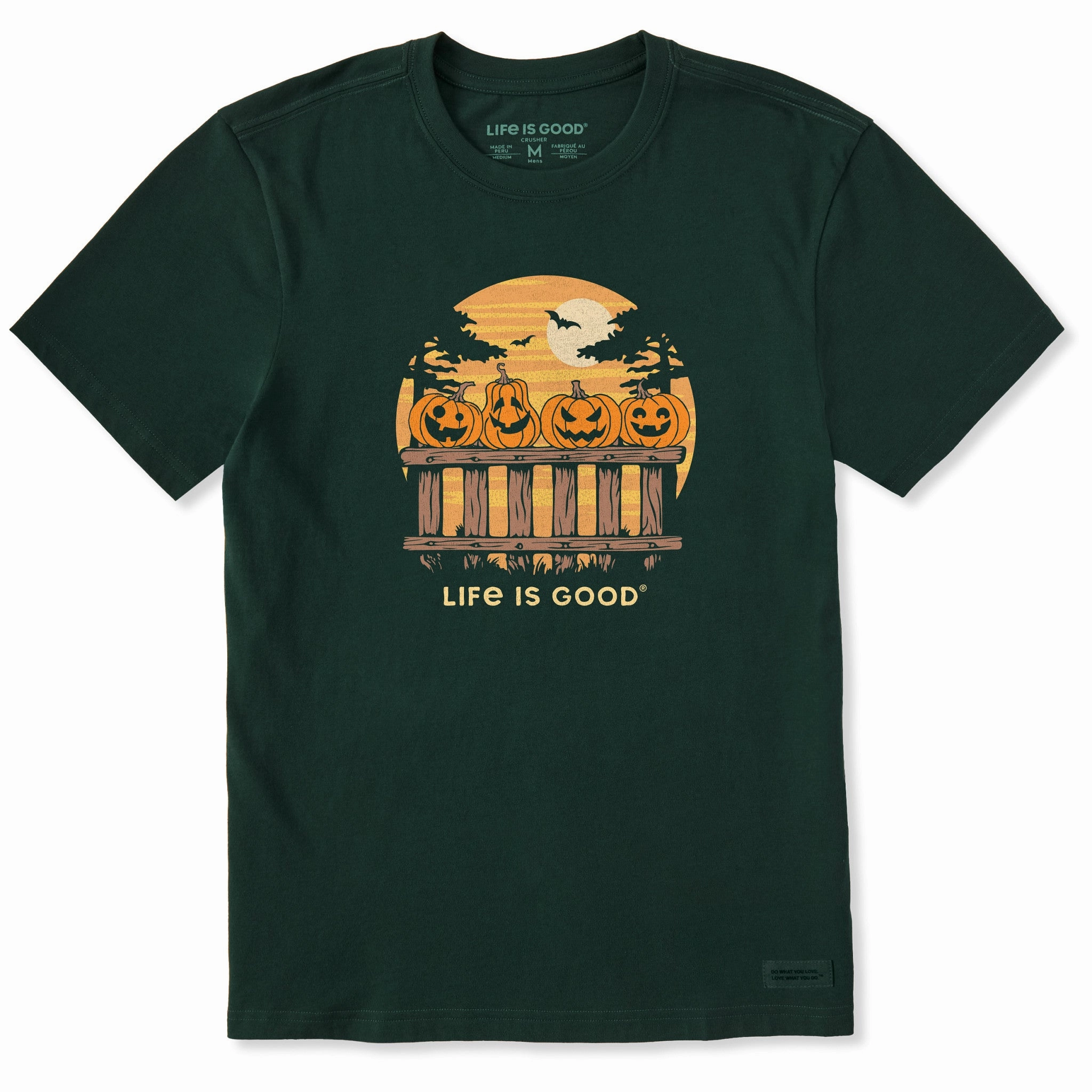 Office Wear Non Fading Material Men's Pumpkins On a Fence Short Sleeve Crusher Tee