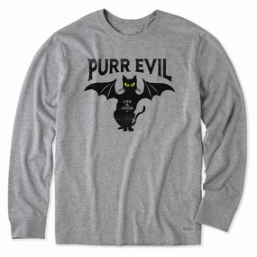 Long Lasting Color Comfy Stretch Wear Men's Purr Evil Long Sleeve Crusher Tee