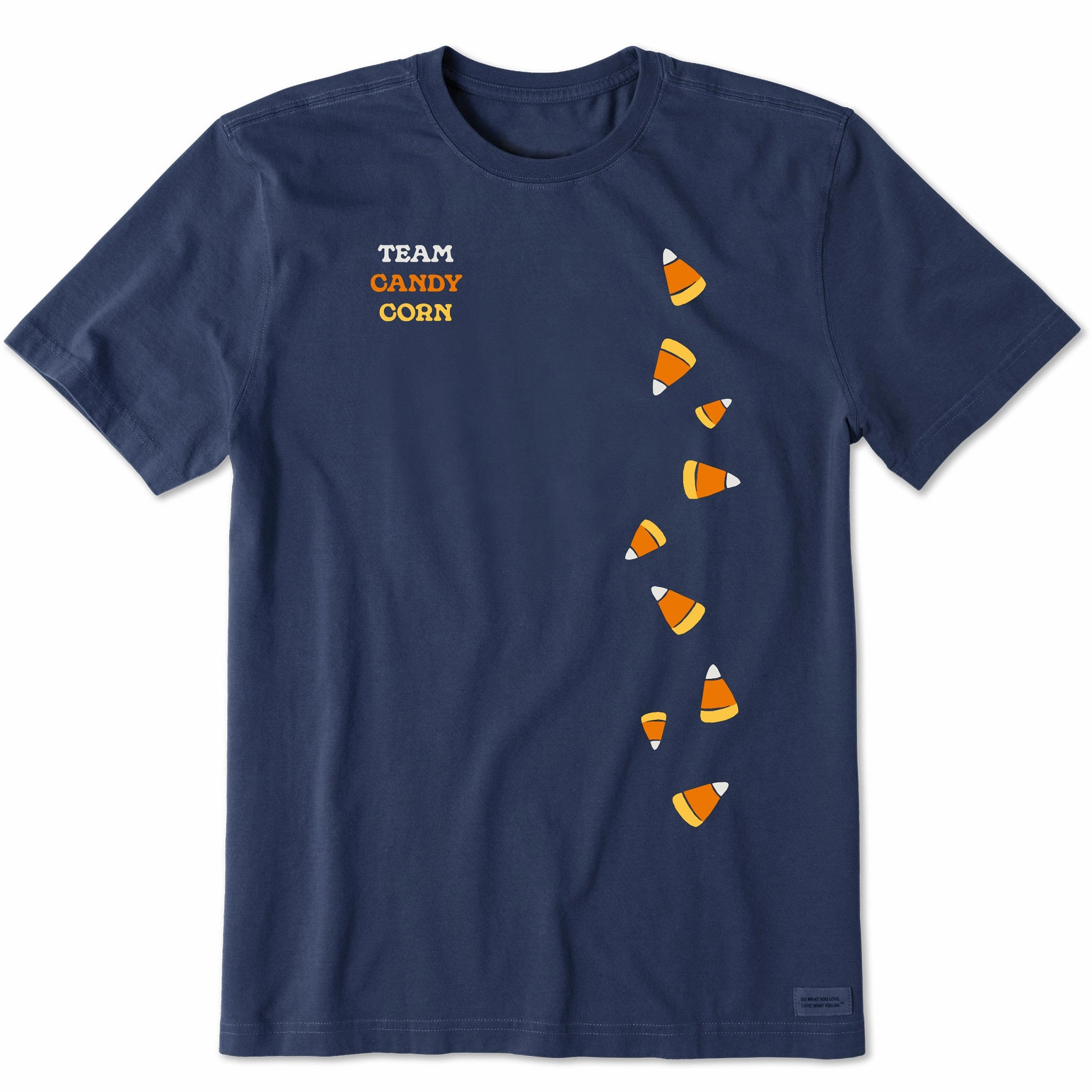 Men's Scattered Candy Corn Short Sleeve Crusher Tee Reinforced Hemline Stretch Wear