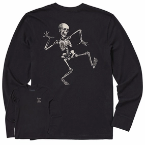 Men's Skeleton Dance Long Sleeve Crusher Tee Cozy Layer Daily Style