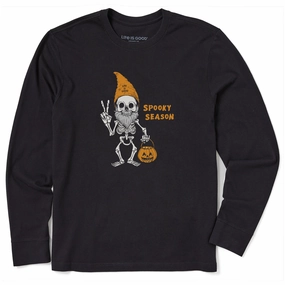 Men's Spooky Season Gnome Skeleton Long Sleeve Crusher Tee Bold Comfort Relaxed Comfort Wear