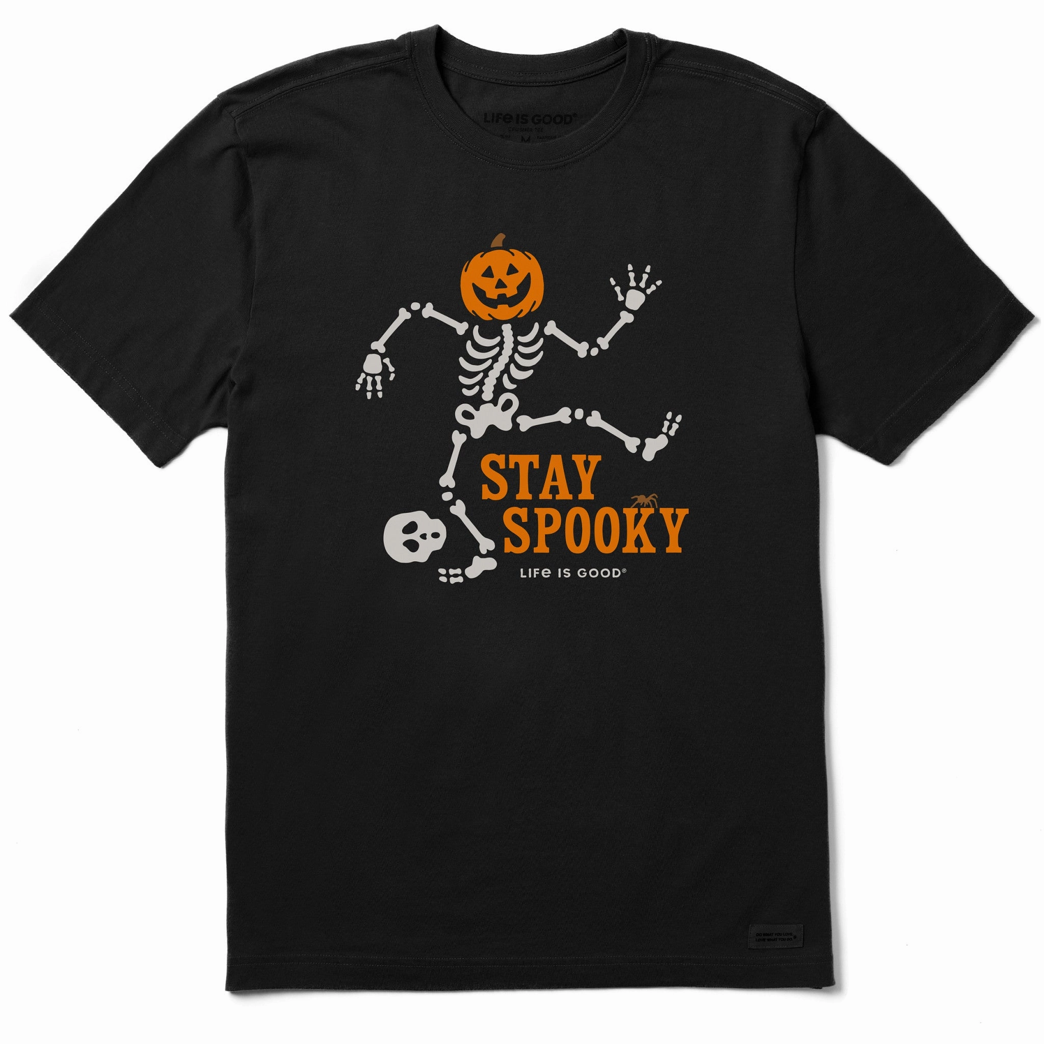 Stylish Design Temperature Regulating Fabric Men's Stay Spooky Skeleton Short Sleeve Crusher Tee