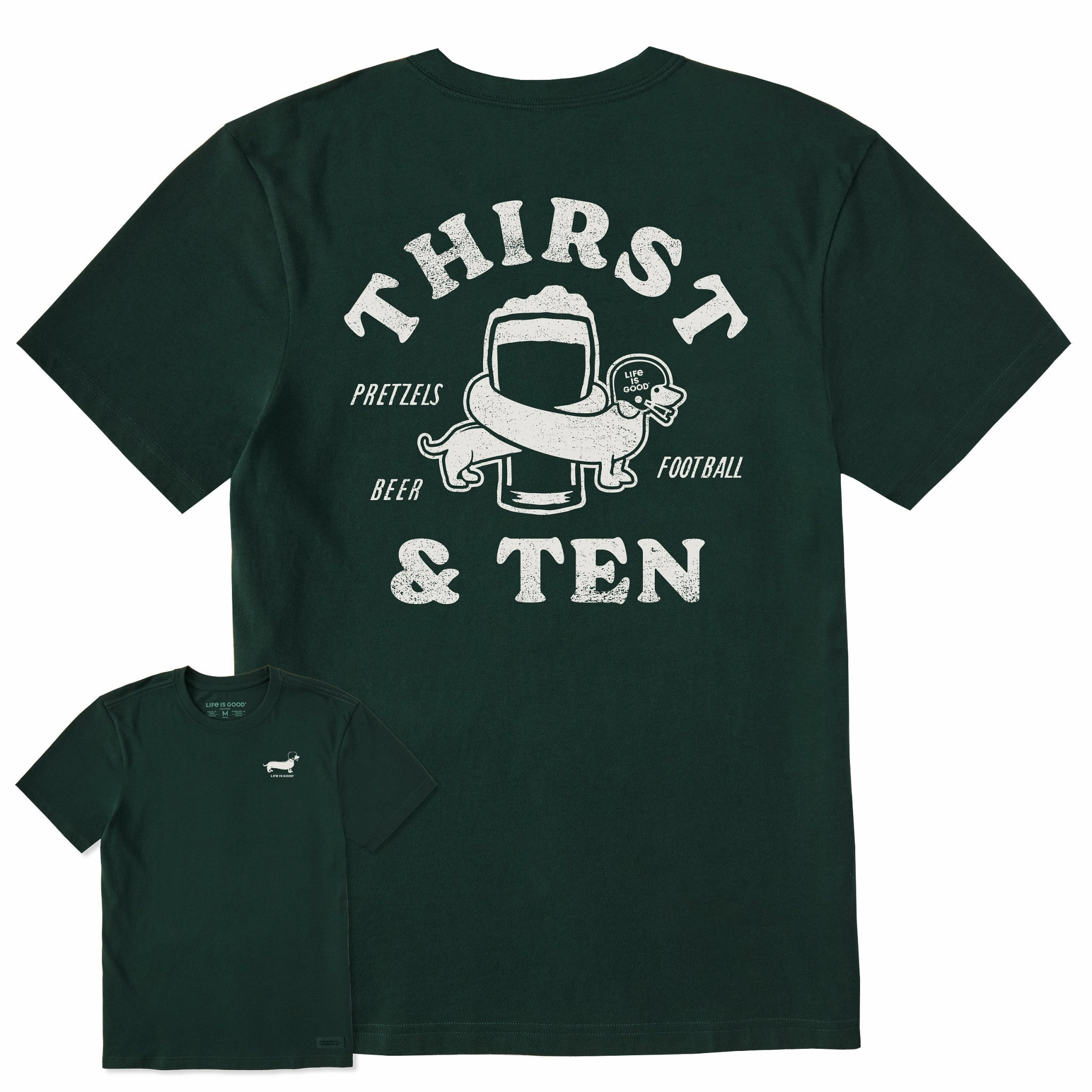 Men's Thirst and Ten Short Sleeve Crusher Tee Playful Design Light Fit Wear