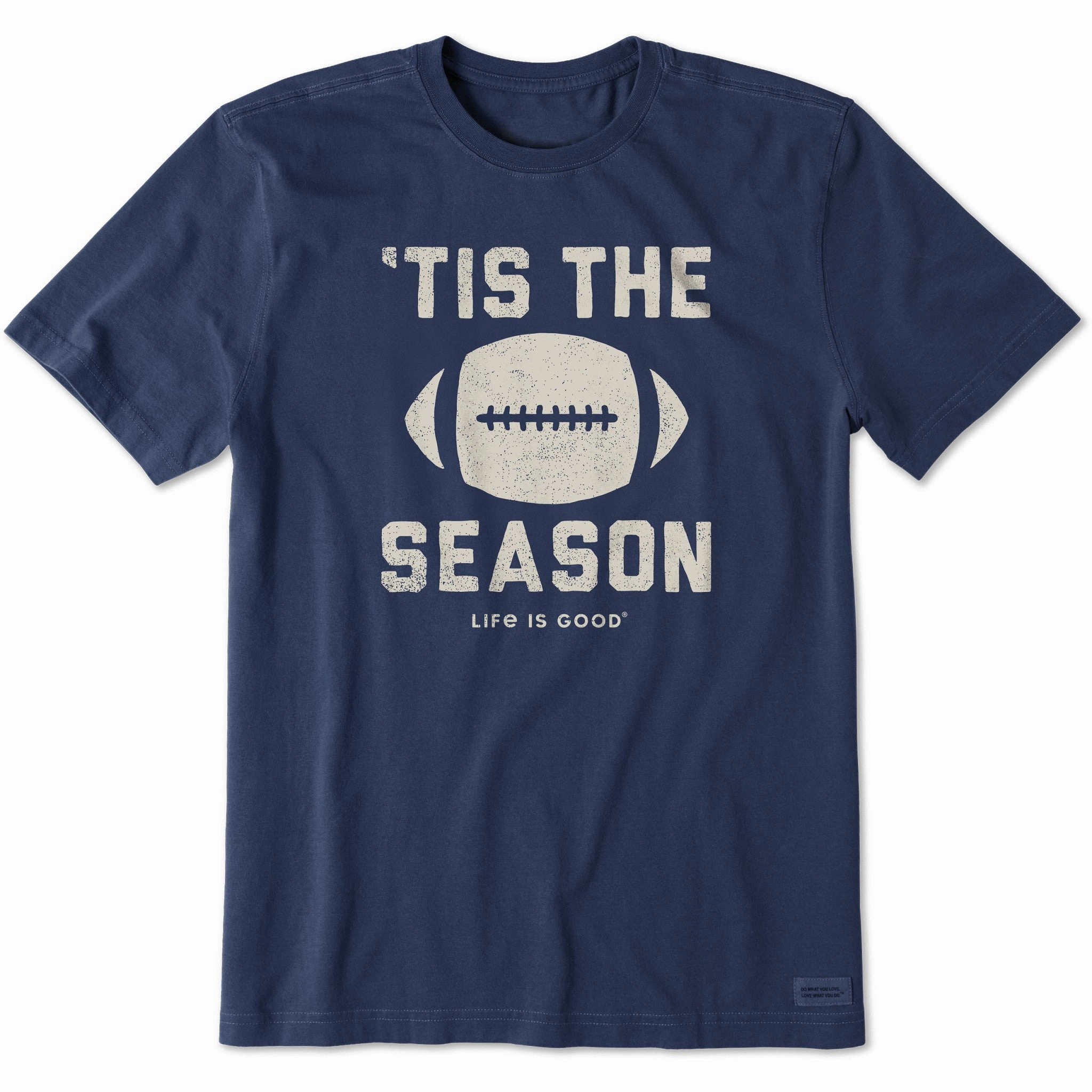 Men's Tis The Football Season Short Sleeve Crusher Tee Layered Hem Design