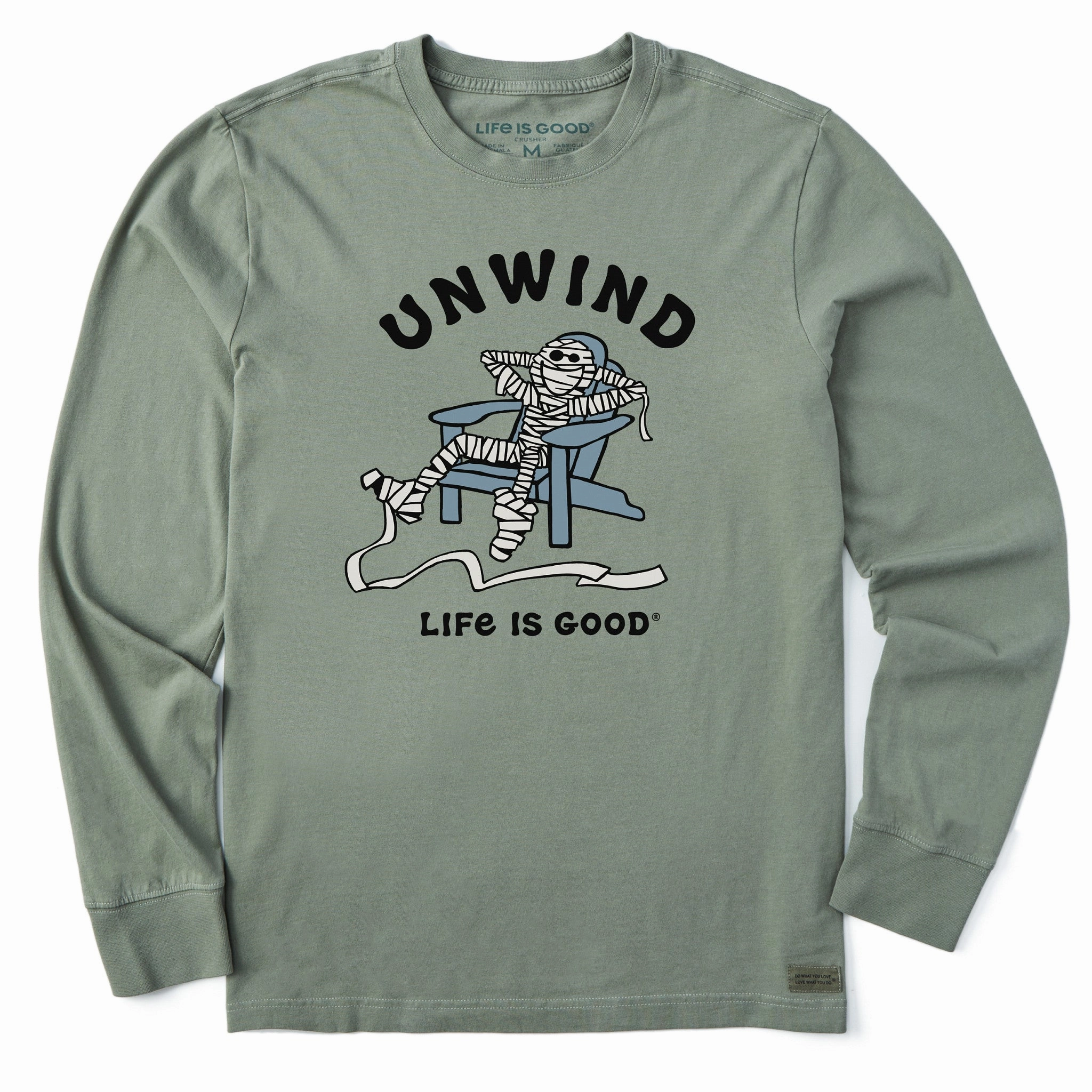 Men's Unwind Adirondack Mummy Long Sleeve Crusher Tee RibbedNeckBanding semi-formal style