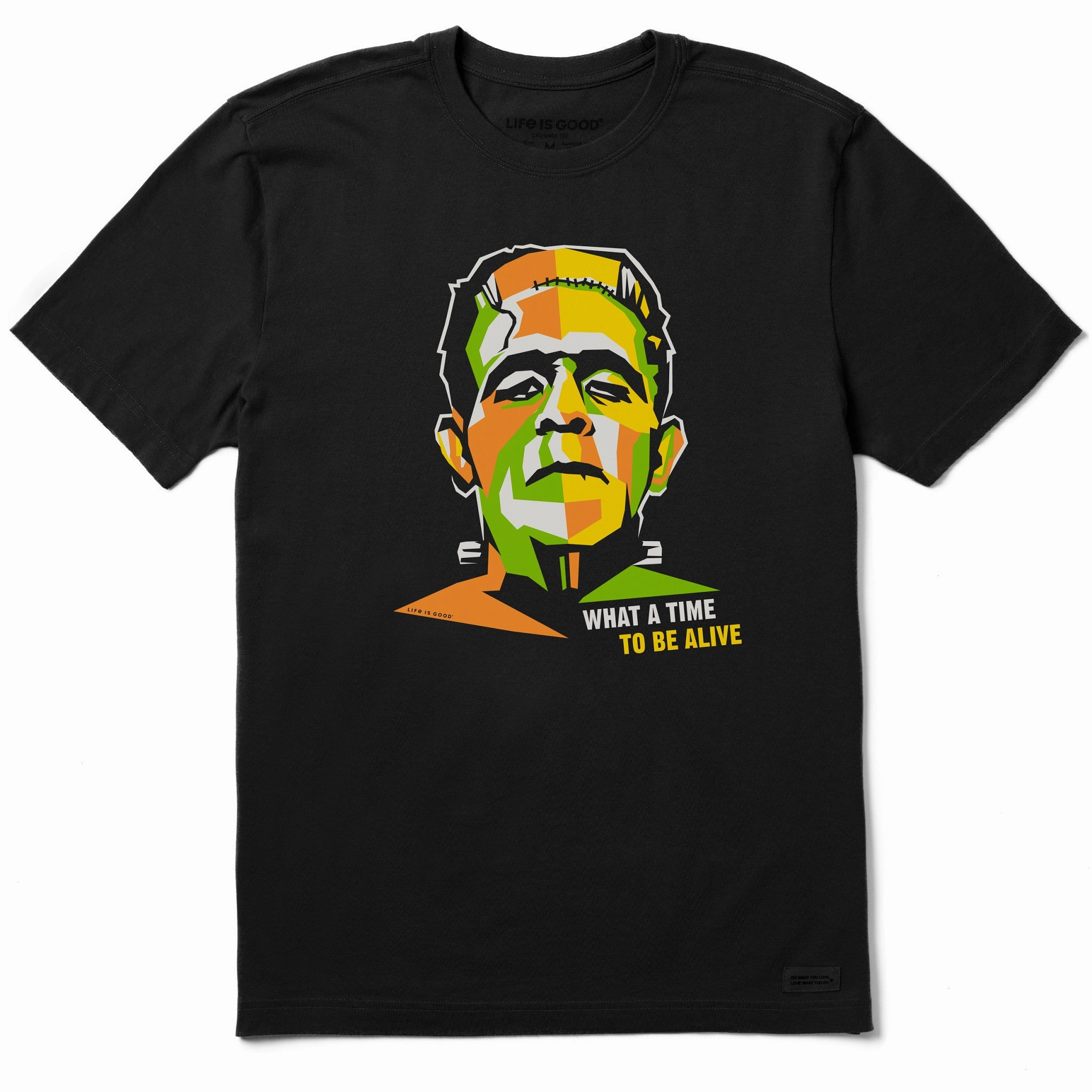 Men's What a Time Frankenstein Short Sleeve Crusher Tee color blocking