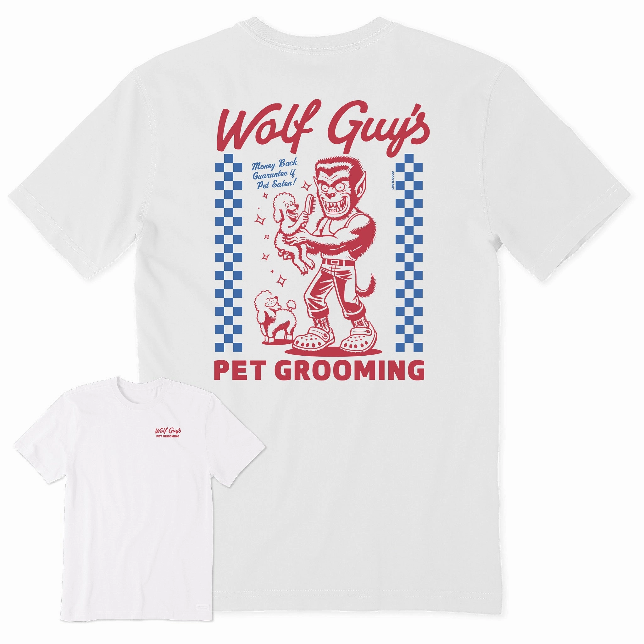 Men's Wolf Guy's Pet Grooming Short Sleeve Crusher Tee Versatile Layering Piece PocketDetail