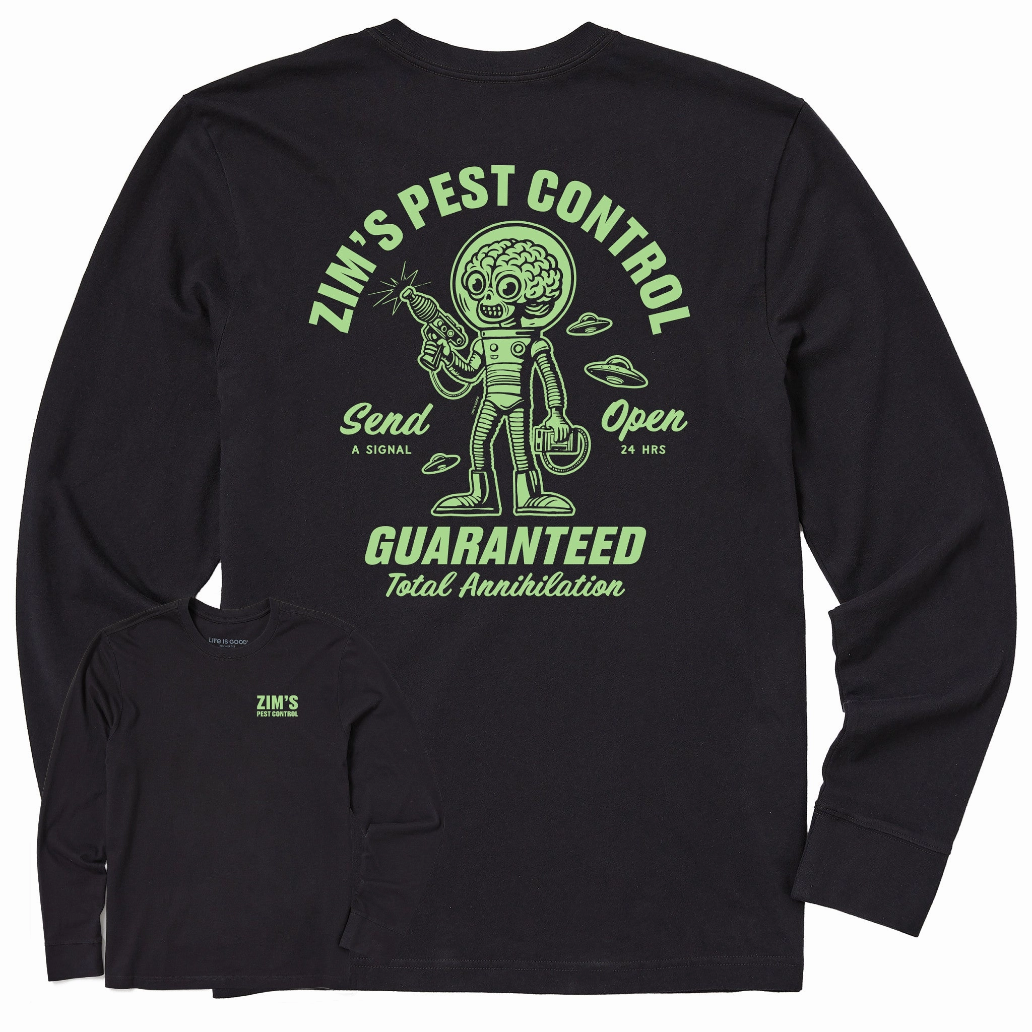 Men's Zim's Pest Control Long Sleeve Crusher Tee Soft Fit Wear Fashionable Fit