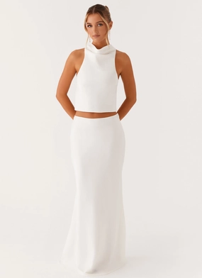 Fashion Tones Mina Satin Maxi Skirt - White