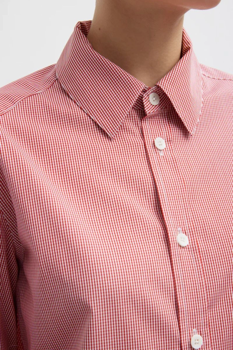 Breathable Underarm Vents Mini Check Slim Shirt