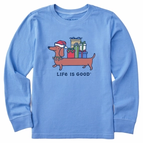 Kids Christmas Dachshund Long Sleeve Crusher Tee Essential layering piece