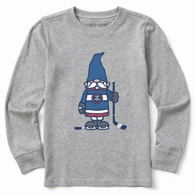 Odor Resistant Material Kids Hockey Gnome Long Sleeve Crusher Tee