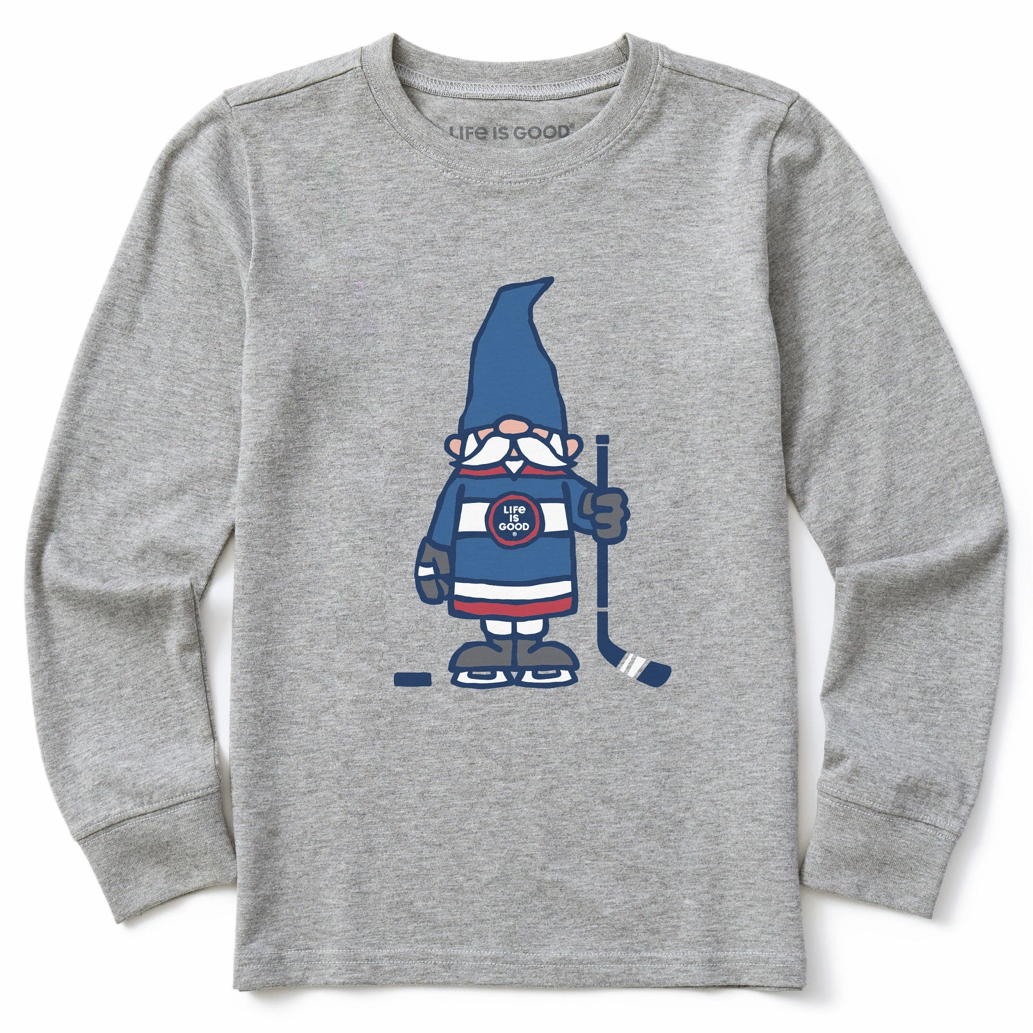 Light and Breathable Kids Hockey Gnome Long Sleeve Crusher Tee