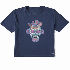 Women's Skull Short Sleeve Crusher Boxy Tee LowImpact Manufacturing