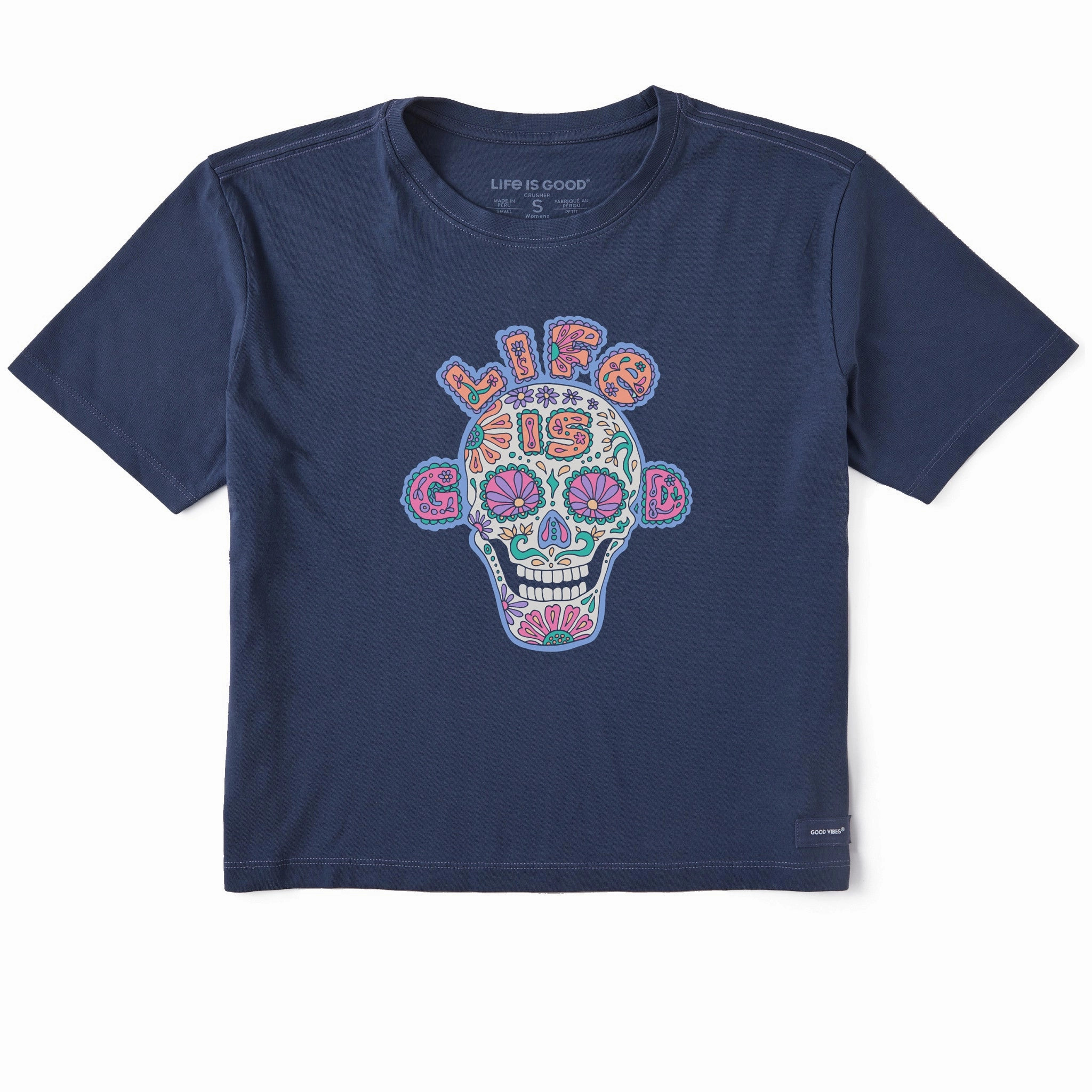 Women's Skull Short Sleeve Crusher Boxy Tee Stylish Wearable Seasonal Staple