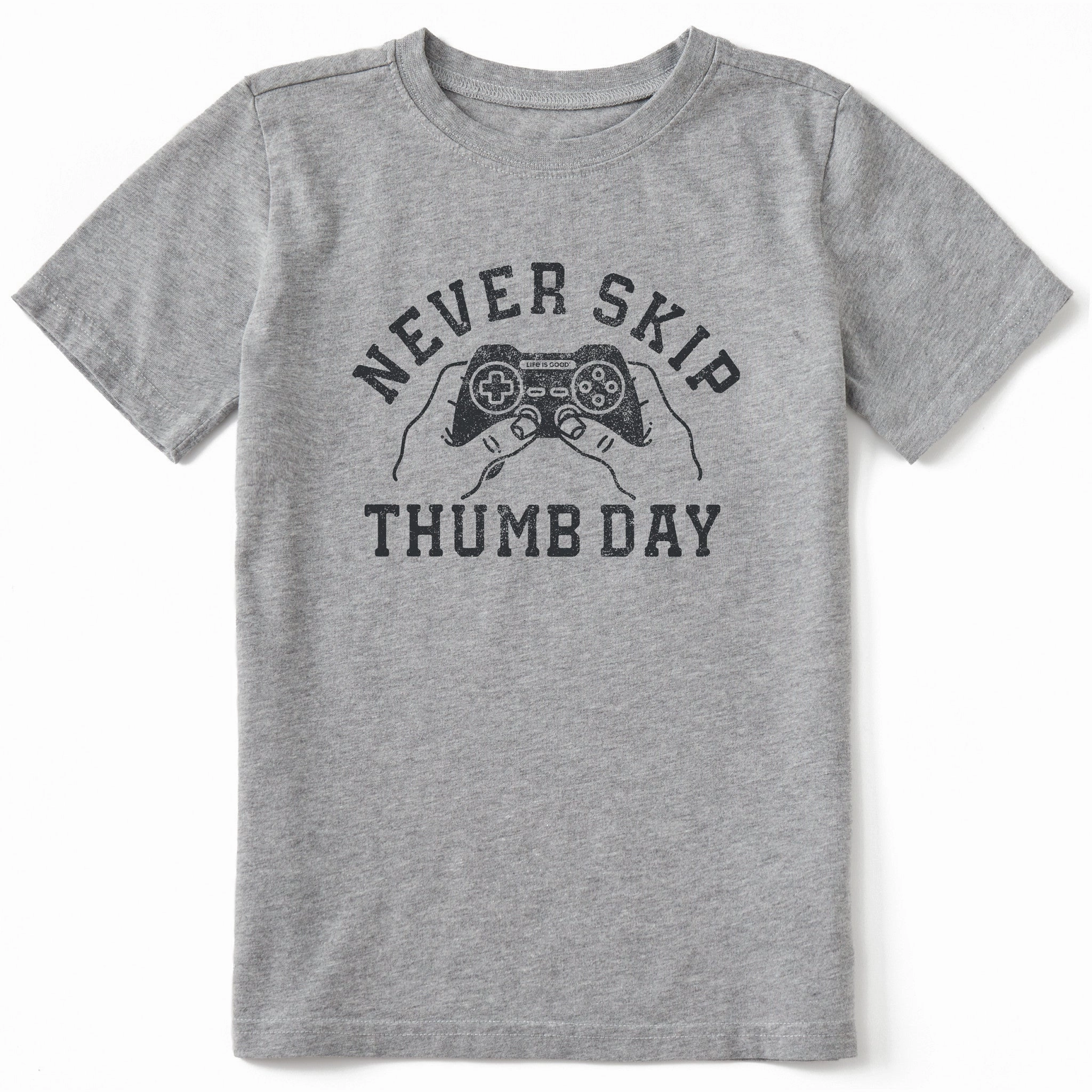 Kids Never Skip Thumb Day Short Sleeve Crusher Tee Multi Panel Structure Fur combination