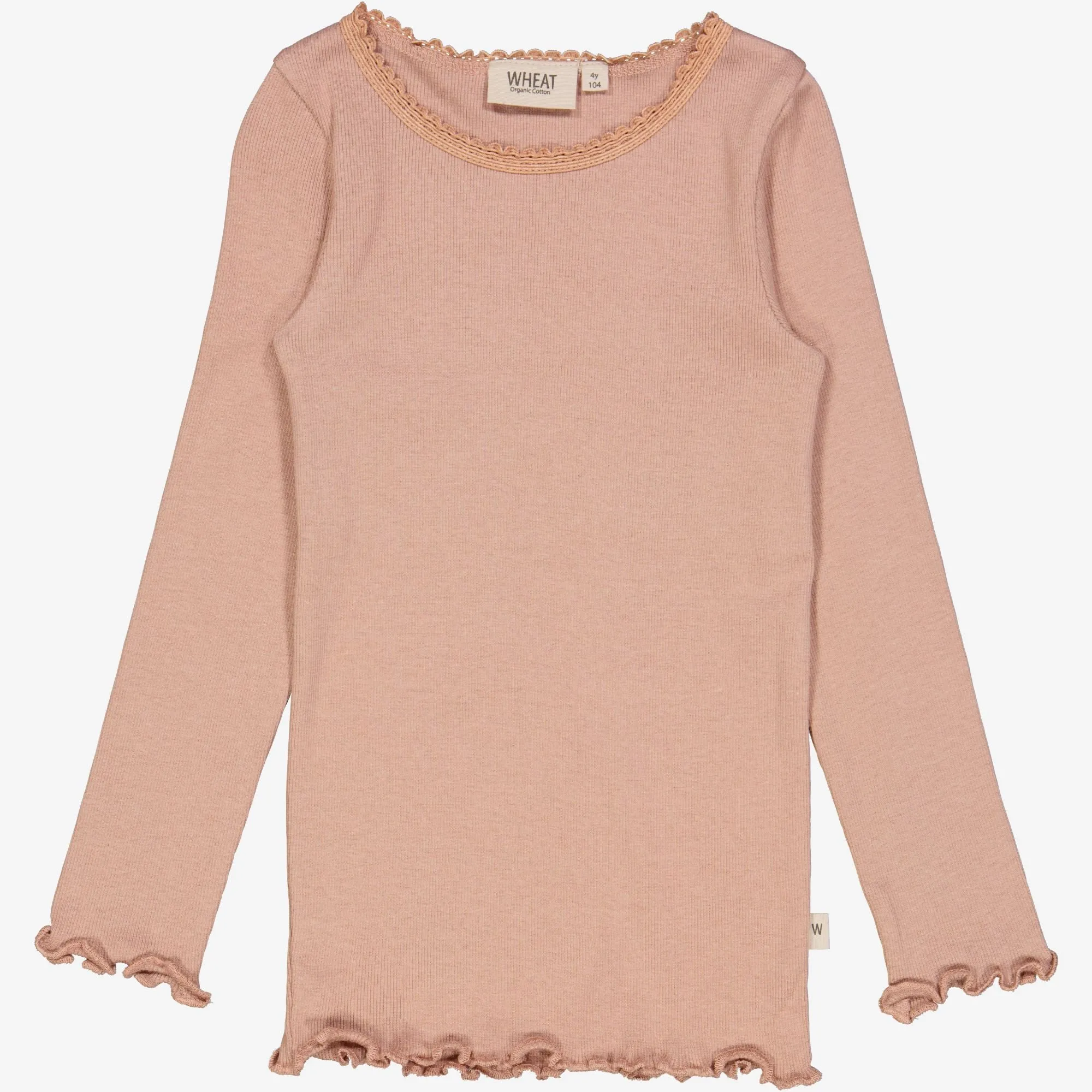 Cozy and Soft Soft Material Rib T-Shirt Lace LS - rose dawn