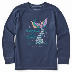 Flexible Weave Cozy Comfort Look Kids Mermaid at Heart Long Sleeve Crusher Tee