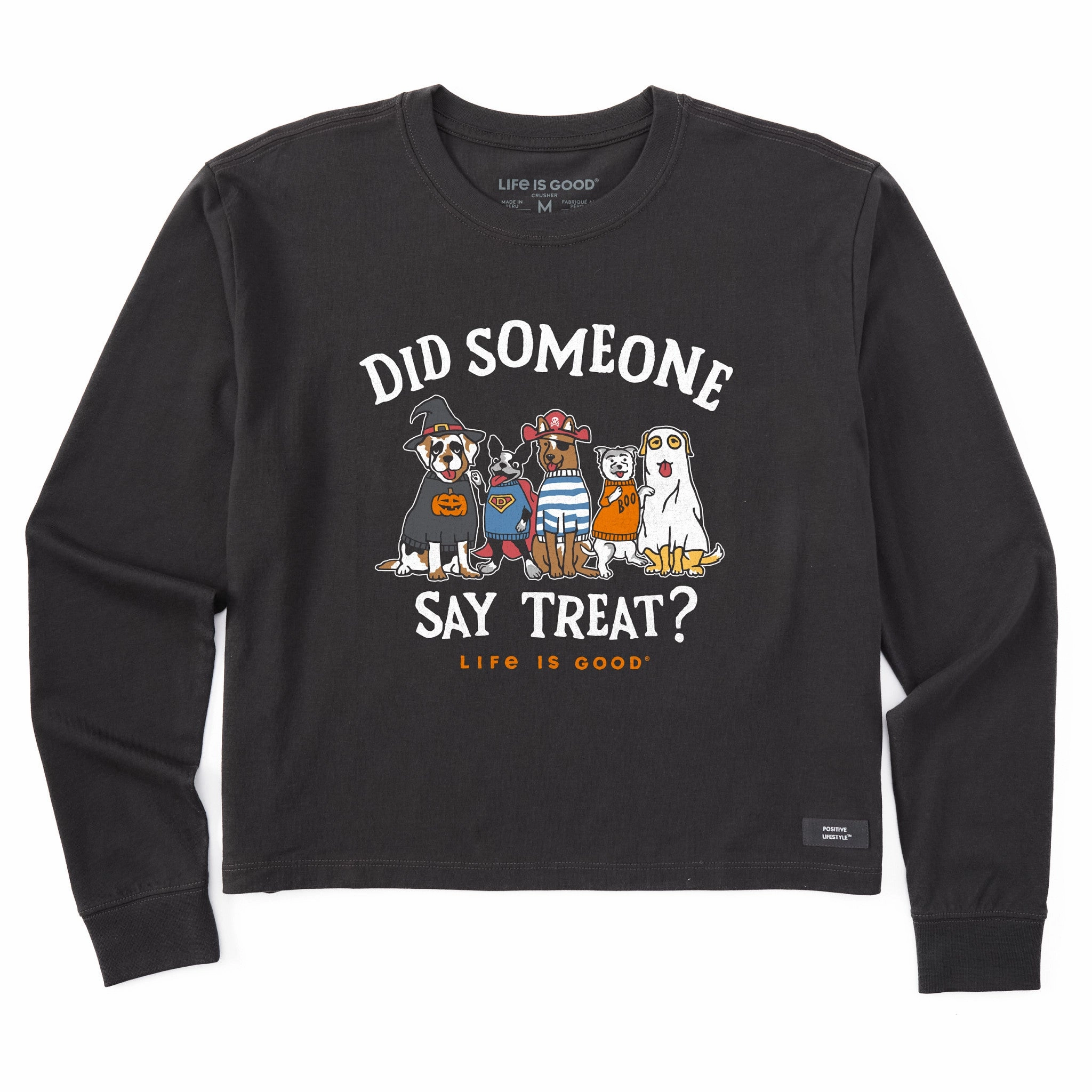 Moisture Wicking Fabric Easy Wear Women's Did Someone Say Treat? Long Sleeve Crusher Boxy Tee