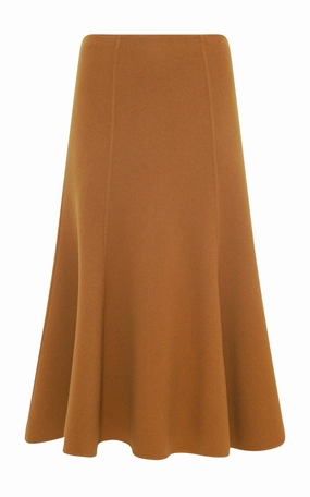 Patterson Midi Skirt in Yellow Ochre Double-Face Recycled Cashmere Business Fit Perfect Design