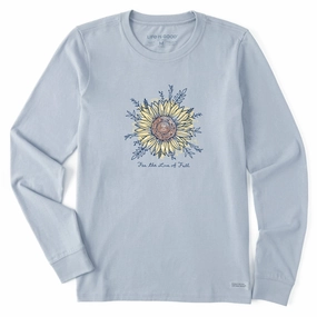 Durable Color Retention cycling outfit Women's For the Love of Fall Sunflower Long Sleeve Crusher Tee