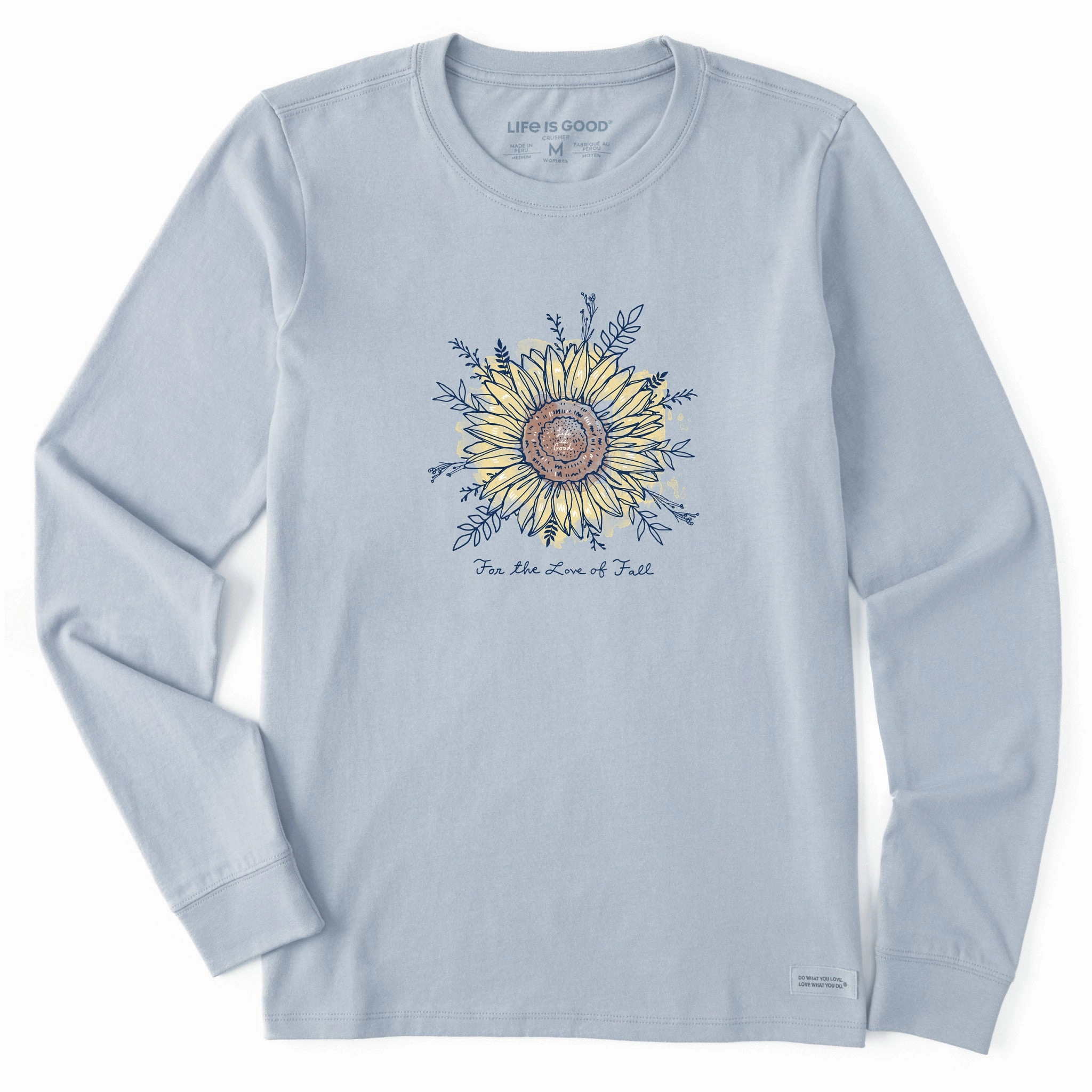 quick dry monochromatic Women's For the Love of Fall Sunflower Long Sleeve Crusher Tee