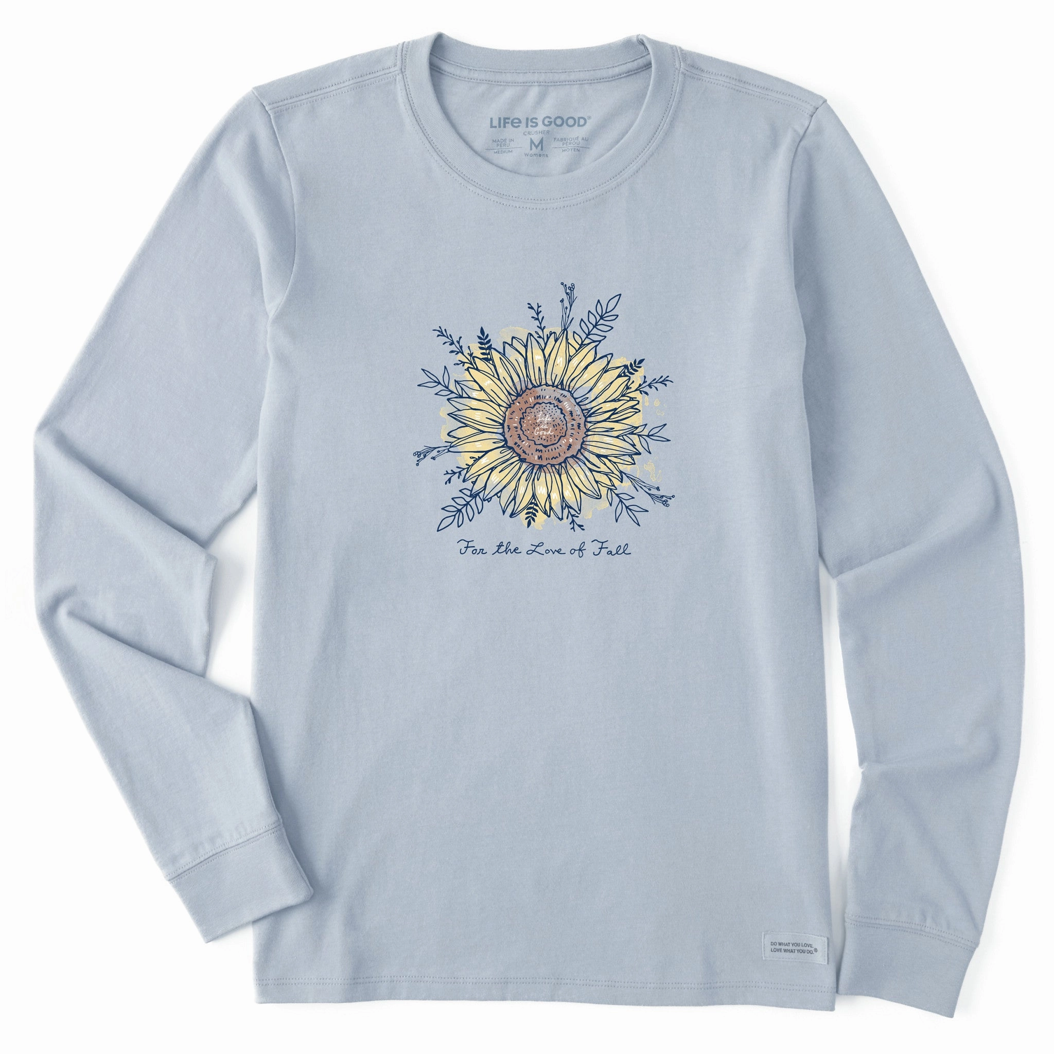 Women's For the Love of Fall Sunflower Long Sleeve Crusher Tee Breathable mesh panel Fashionable Option