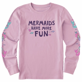 Versatile Comfort Kids Mermaids Have More Fun Fish Long Sleeve Crusher Tee