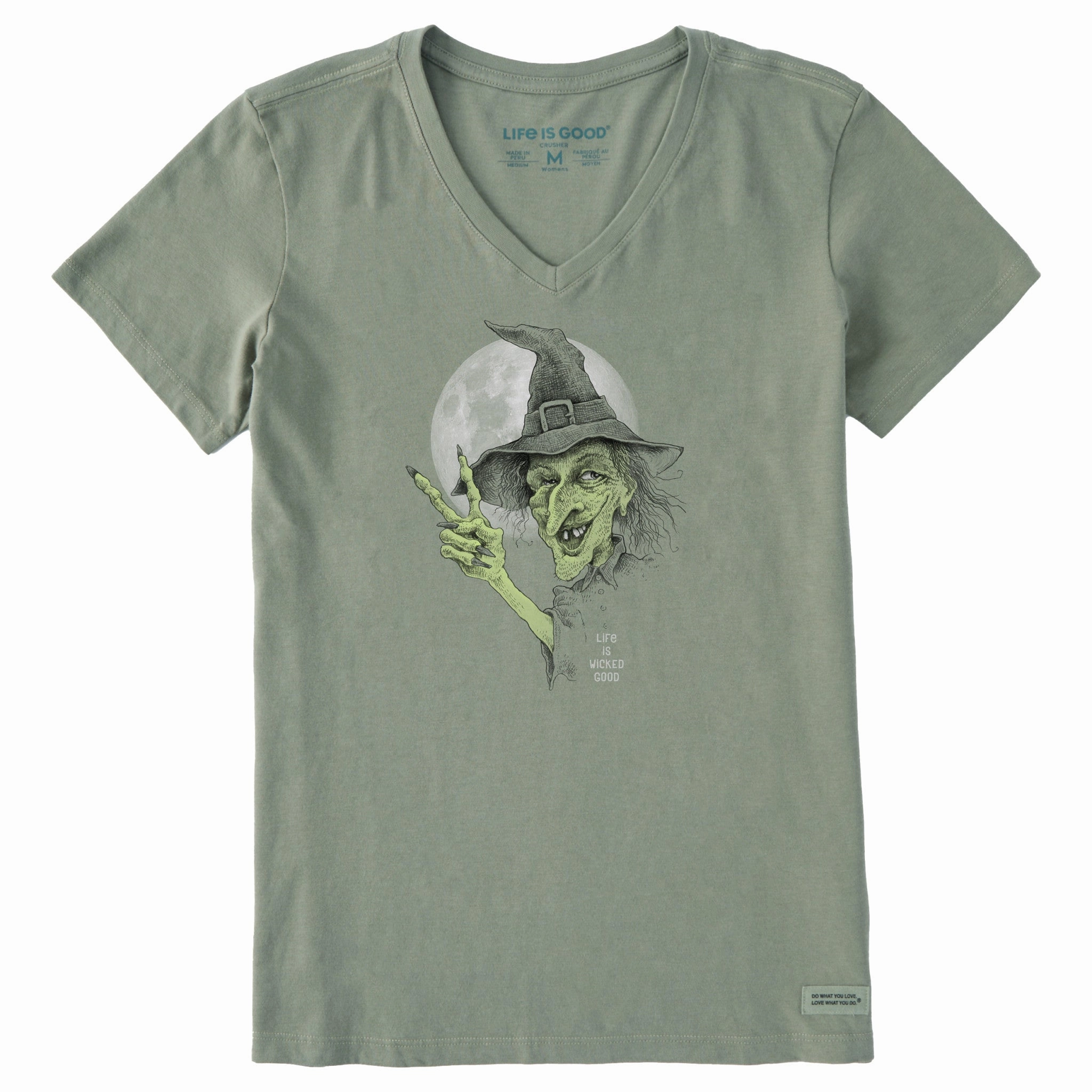 AntiPilling Women's Wicked Good Witch Short Sleeve Crusher Vee