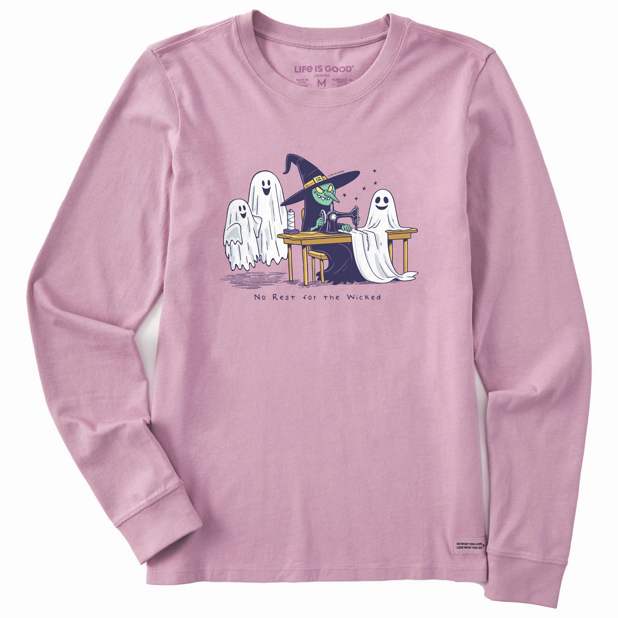 SeamlessSidePanels Cool Layer Wear Women's No Rest for the Wicked Sewing Long Sleeve Crusher Tee