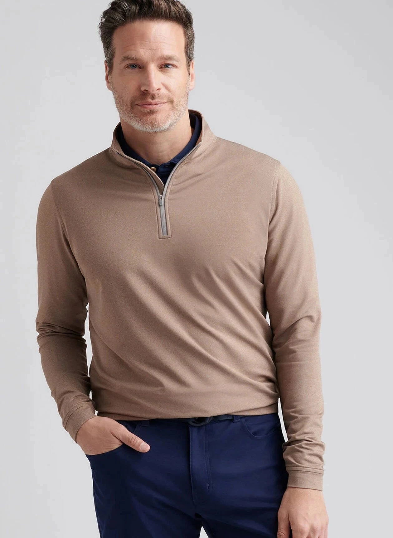 Peter Millar Perth M??lange Performance Quarter-Zip Warmth Retention