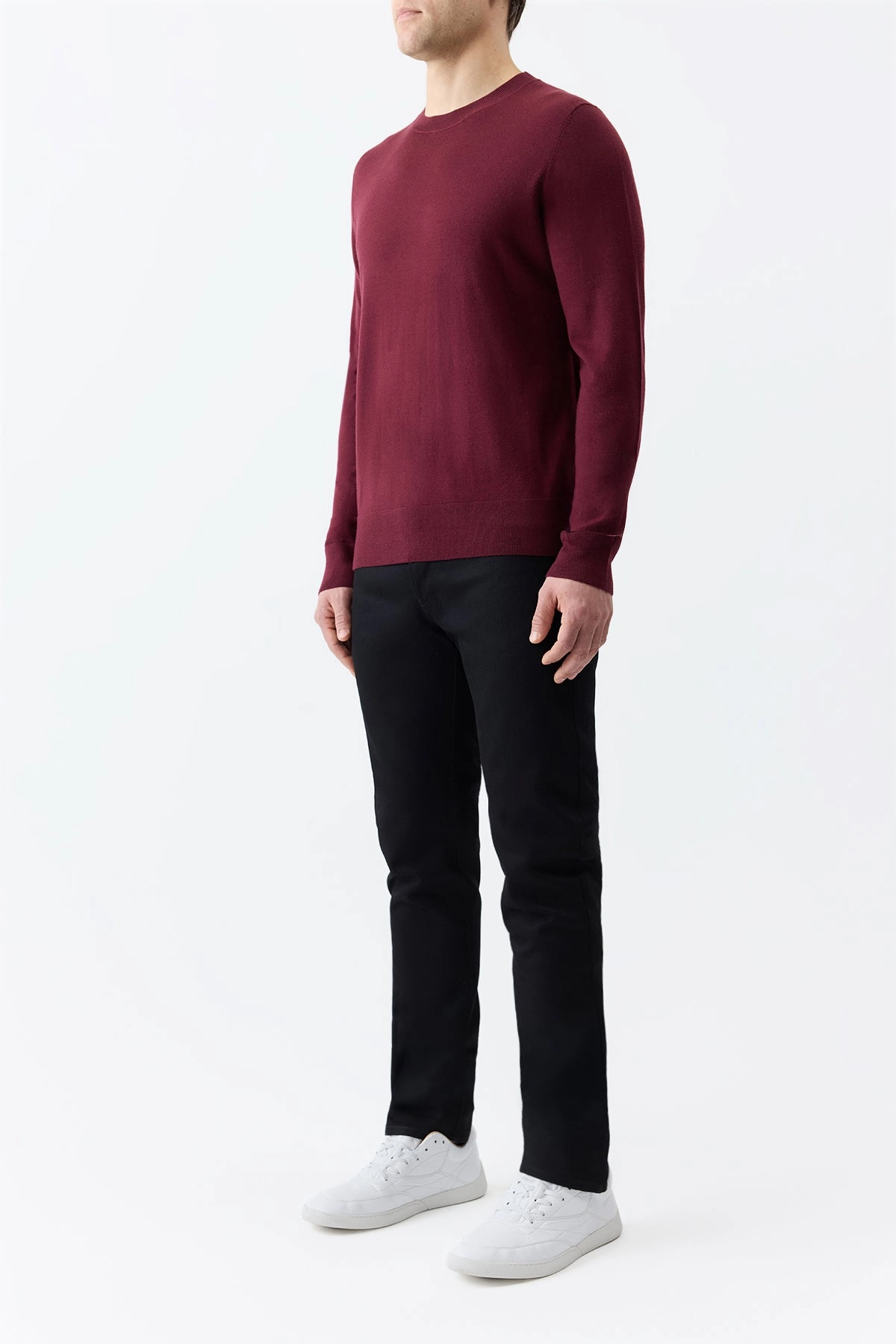 Palco Knit Crewneck in Bordeaux Merino Wool Snug feel Fall Vibes