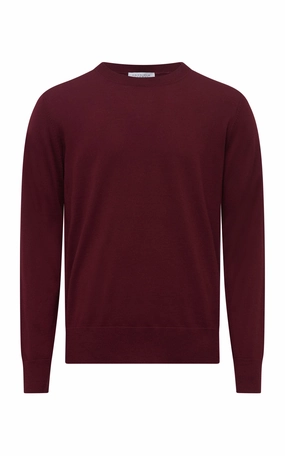 Palco Knit Crewneck in Bordeaux Merino Wool Shrink Resistant Treatment