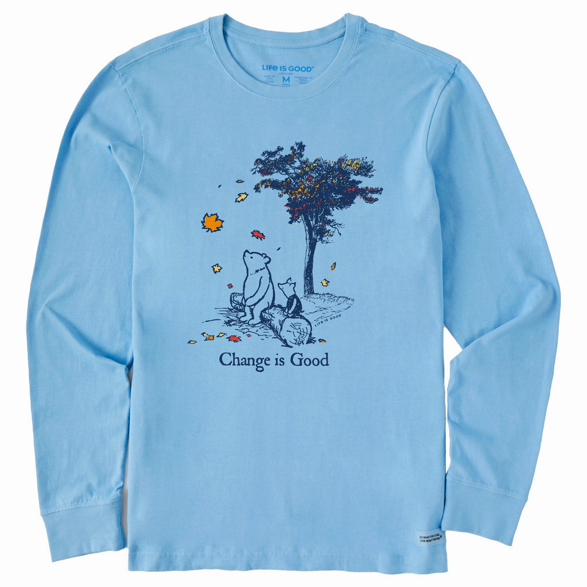 Organic Cotton Construction Men's Winnie Change is Good Long Sleeve Crusher Tee