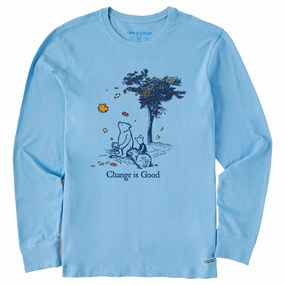 Organic Cotton Construction Men's Winnie Change is Good Long Sleeve Crusher Tee