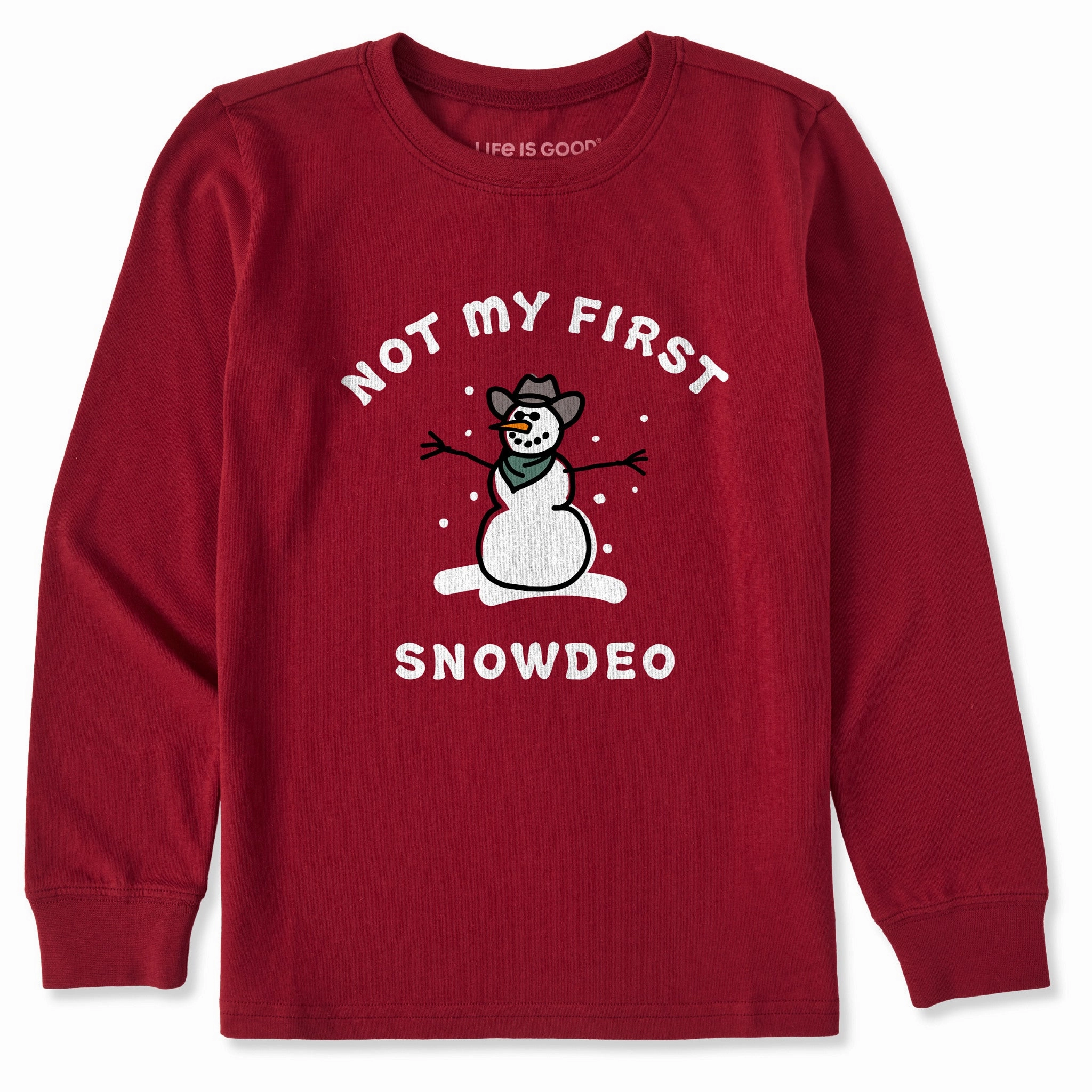 Kids Not My First Snowdeo Long Sleeve Crusher Tee Relaxed and Easy MultipurposeUse