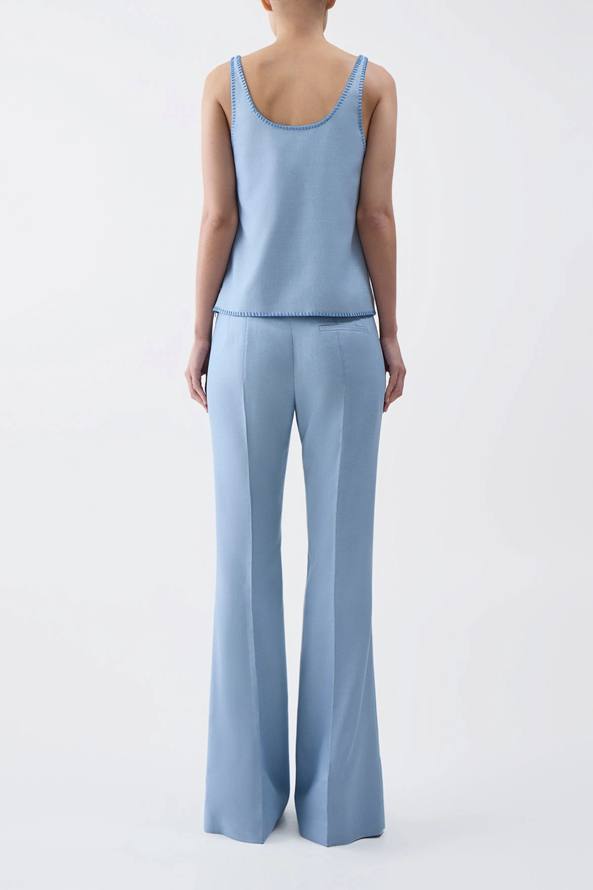 Muriel Tank Top in Stone Blue Silk Virgin Wool Timeless Cut