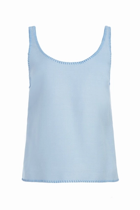 Modern Office Look Sharp Look Muriel Tank Top in Stone Blue Silk Virgin Wool