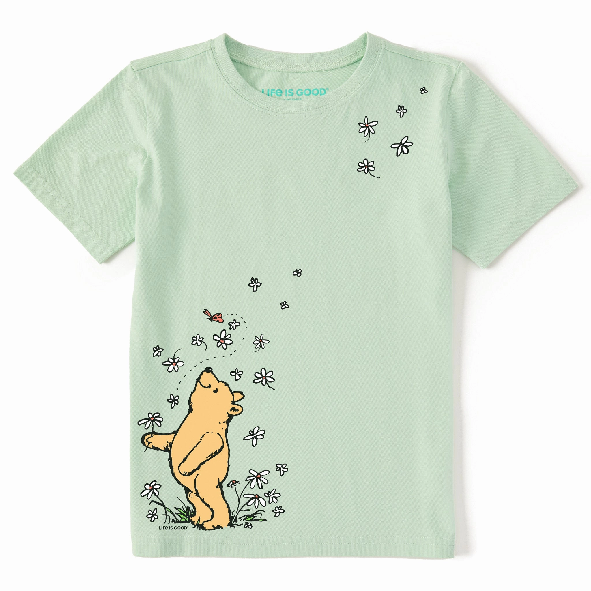 Pilling Resistant Finish Roomy Design Kids Winnie Flowers Short Sleeve Crusher Tee