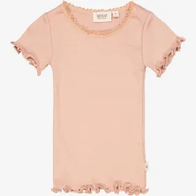 Rib T-Shirt Lace SS | Baby - rose dawn Chill Vibe Comfort Fit