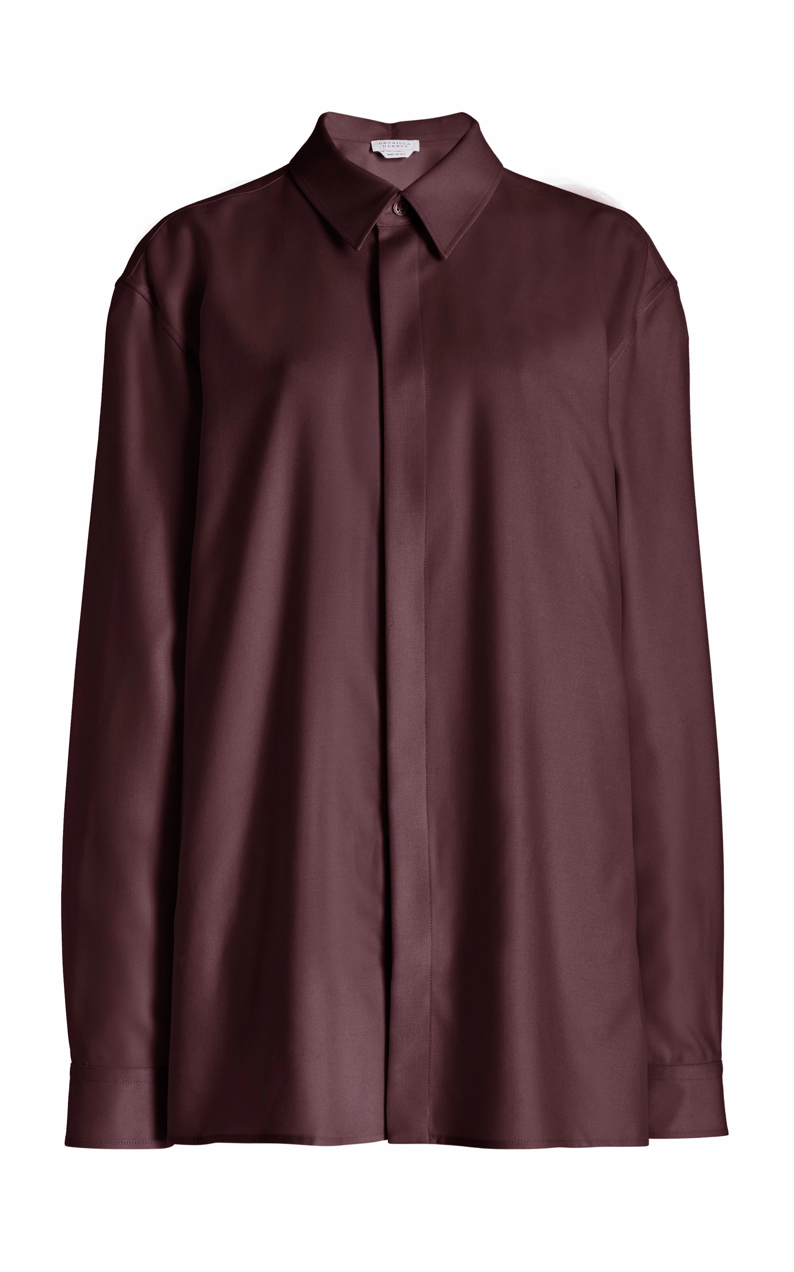 Nicolas Shirt in Deep Bordeaux Virgin Wool Twill Dapper Tailored Look Business Ready Style