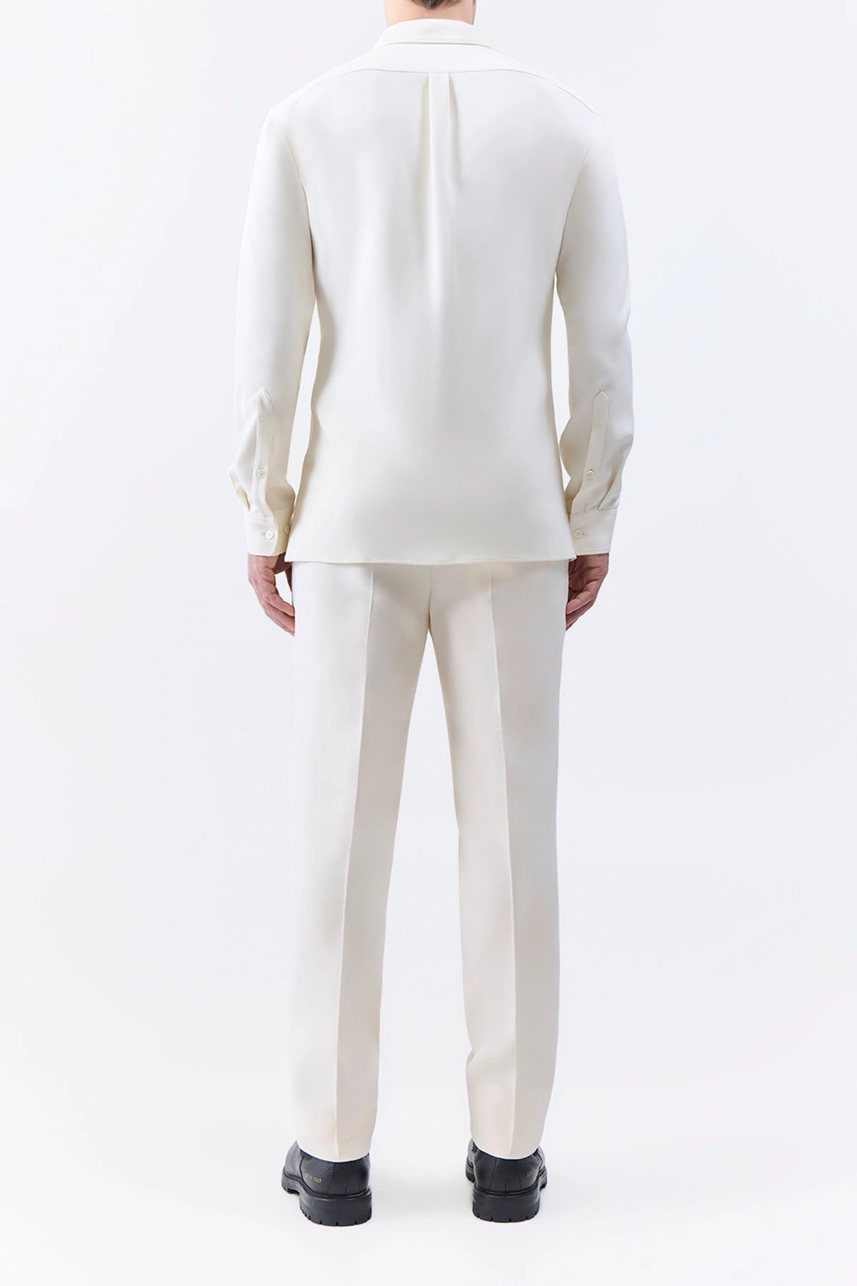 Nicolas Shirt in Ivory Silk Wool Cady Business Comfort
