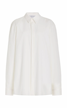 Stylish Precision Nicolas Shirt in Ivory Silk Wool Cady
