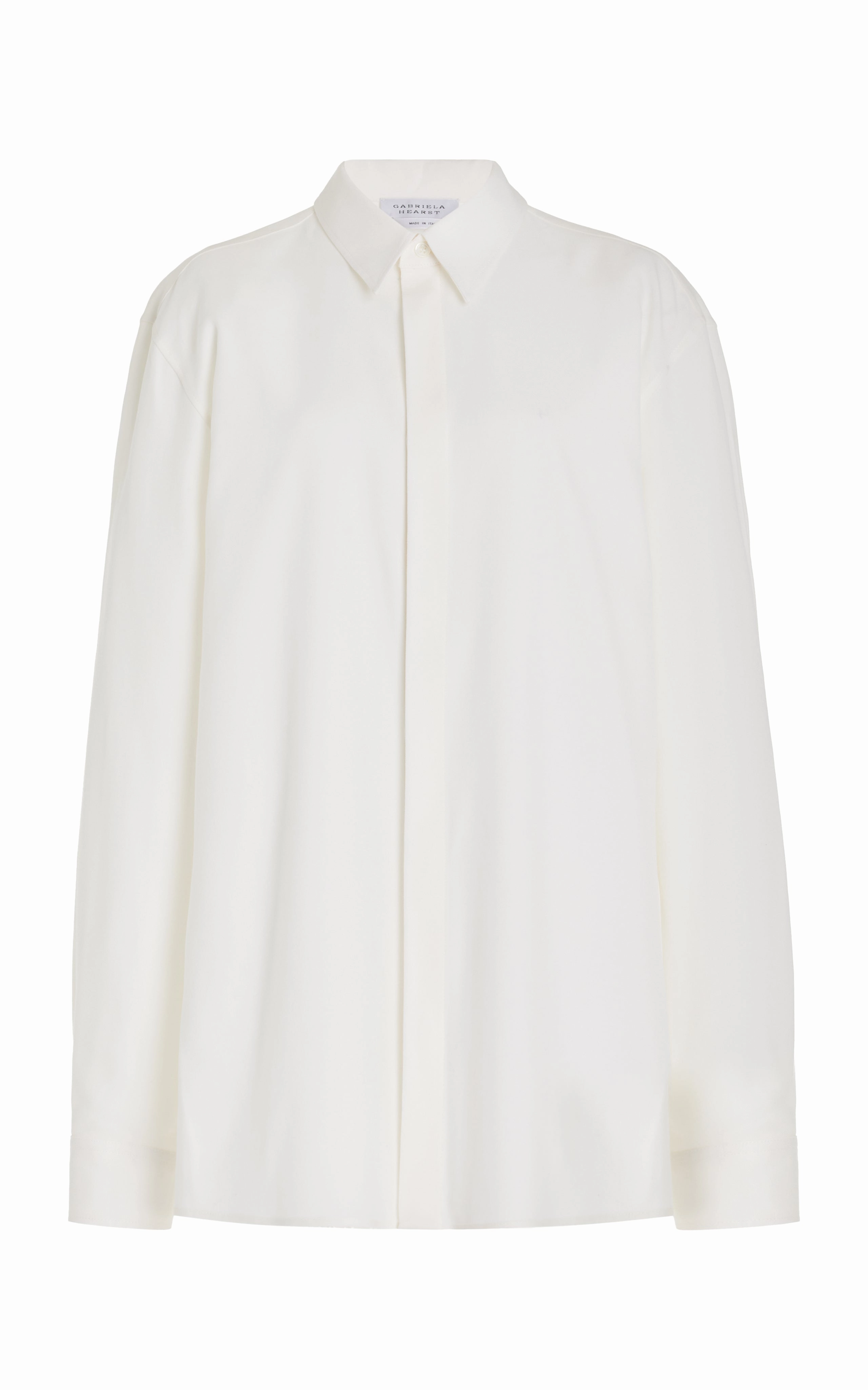 Stylish Precision Nicolas Shirt in Ivory Silk Wool Cady