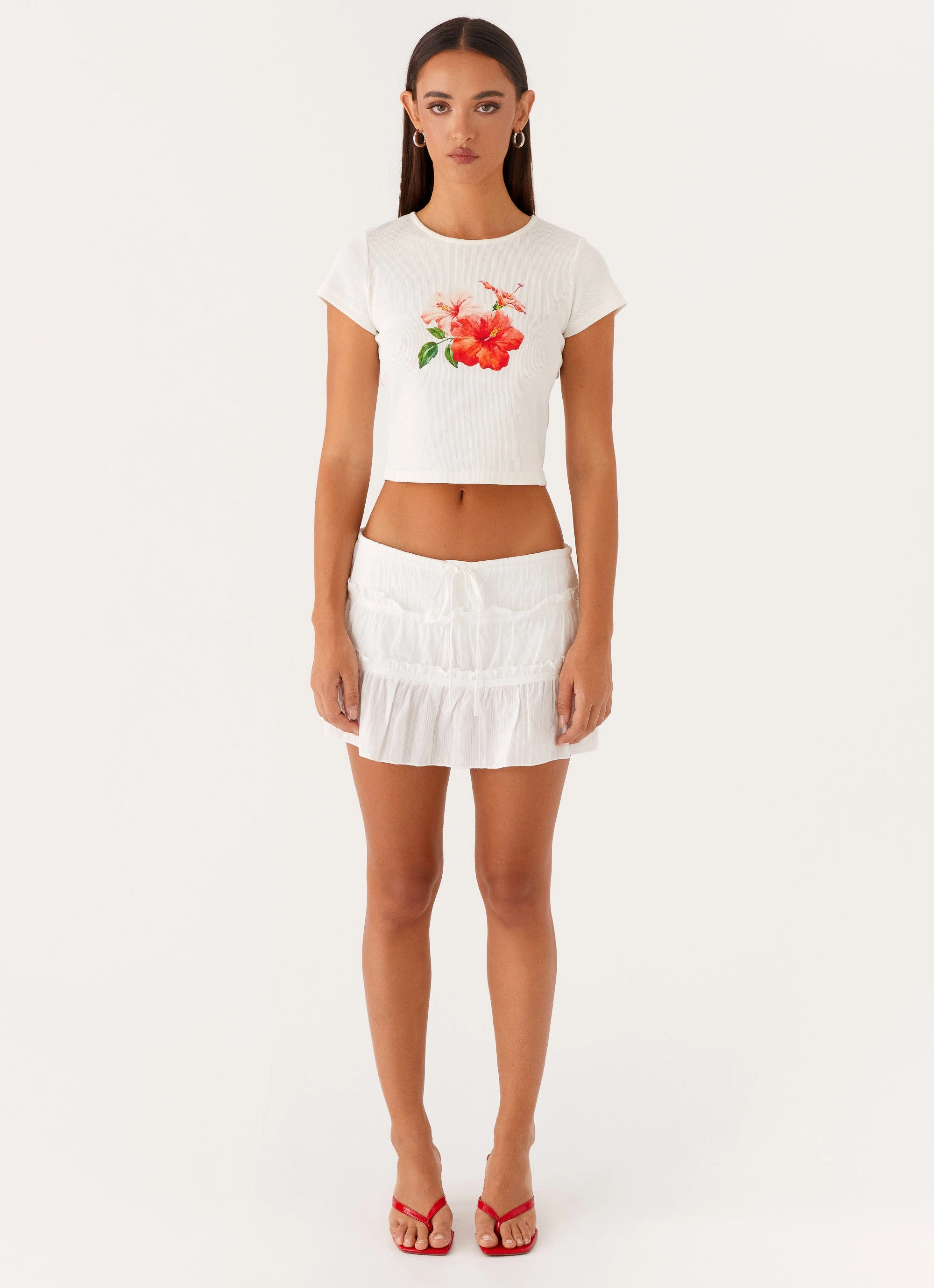 Nicolette Ruched Skort - White Easy Layer