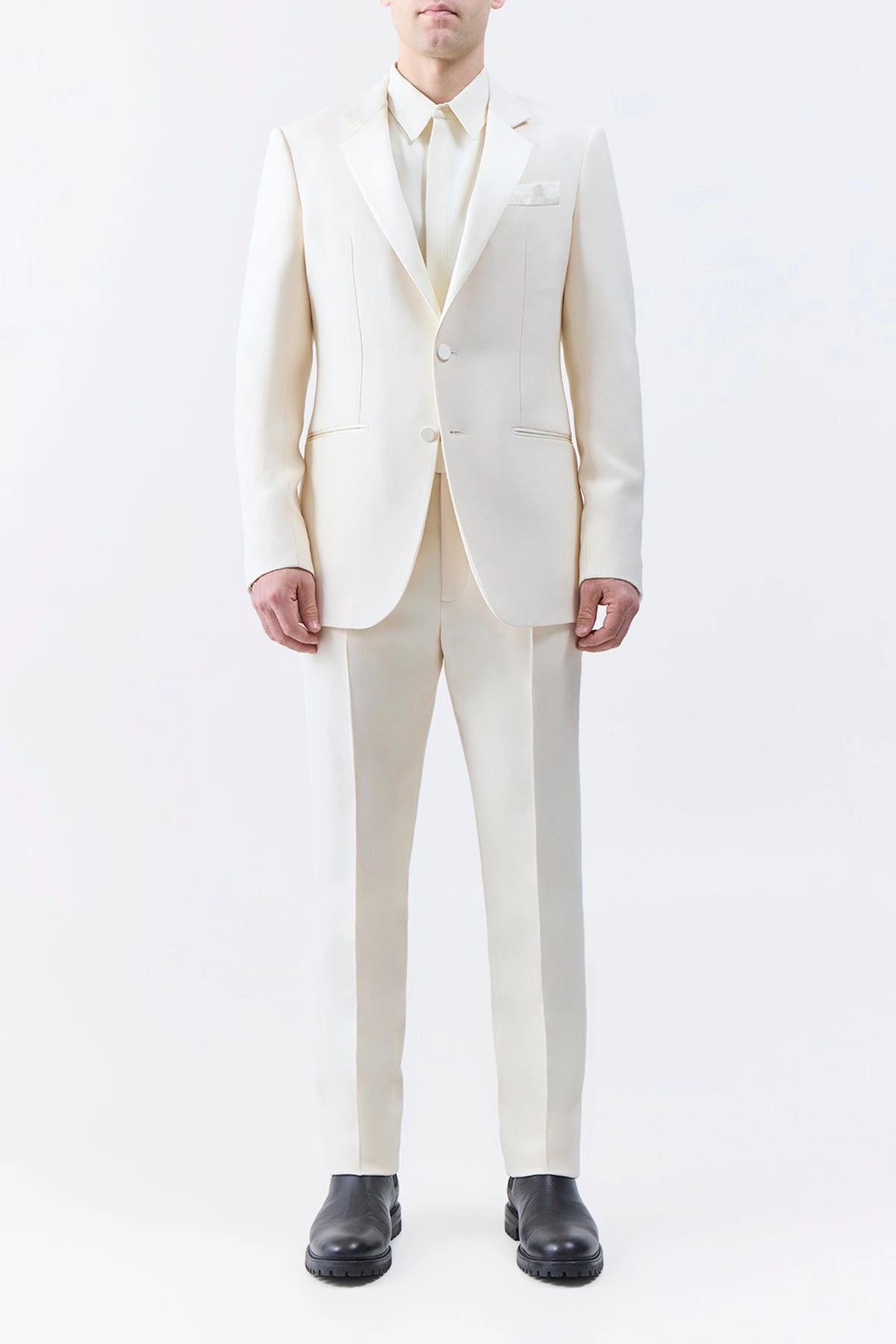 beach scene Nicolson Jacket in Ivory Wool Silk Cady