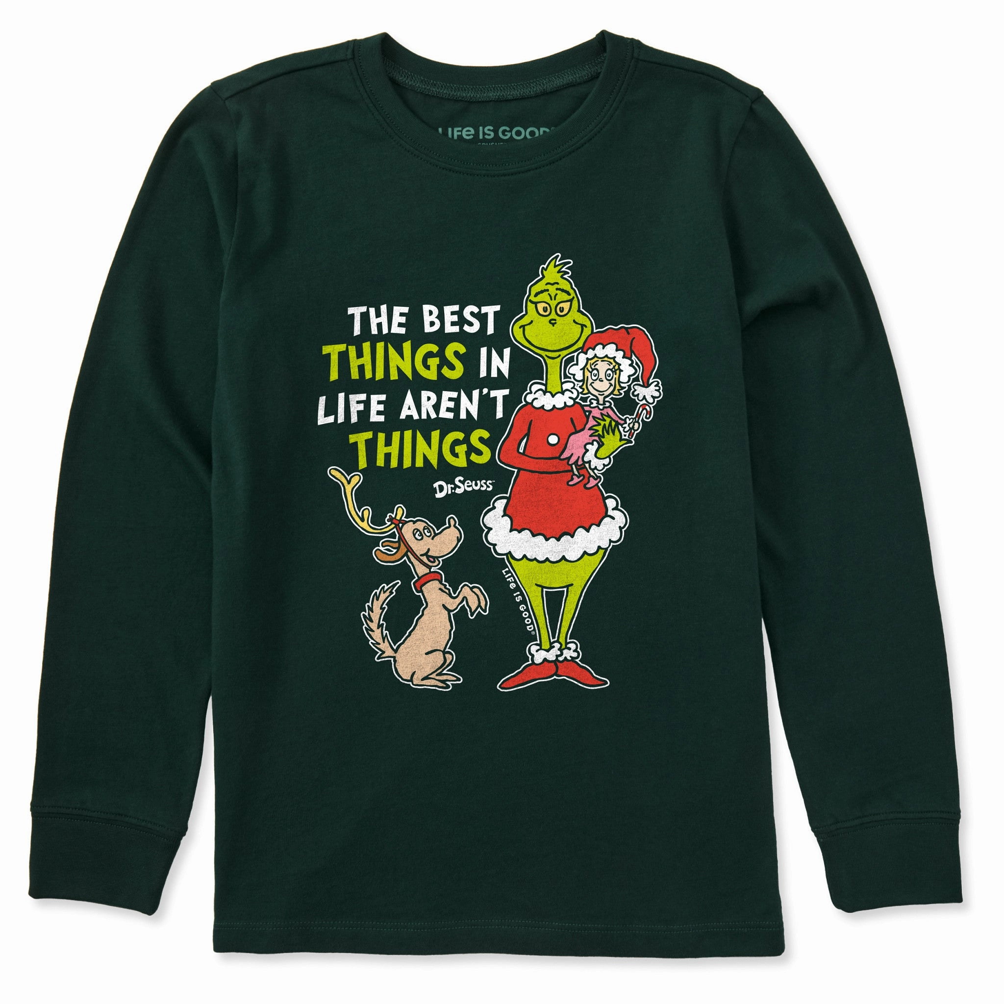 Kids The Best Things Grinch Long Sleeve Crusher Tee Easy Look Anti Pilling Fabric